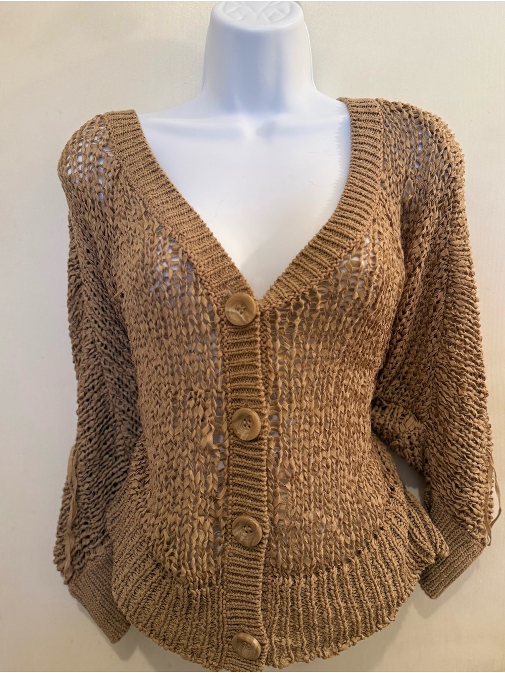 Open Knit Sweater in Beige, oversized and lightweight